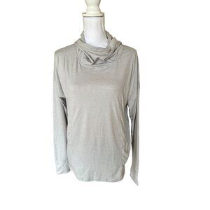 90 Degree by Reflex Hoodie Pullover Shirt XL Women's Gray Pocket High Neck $52